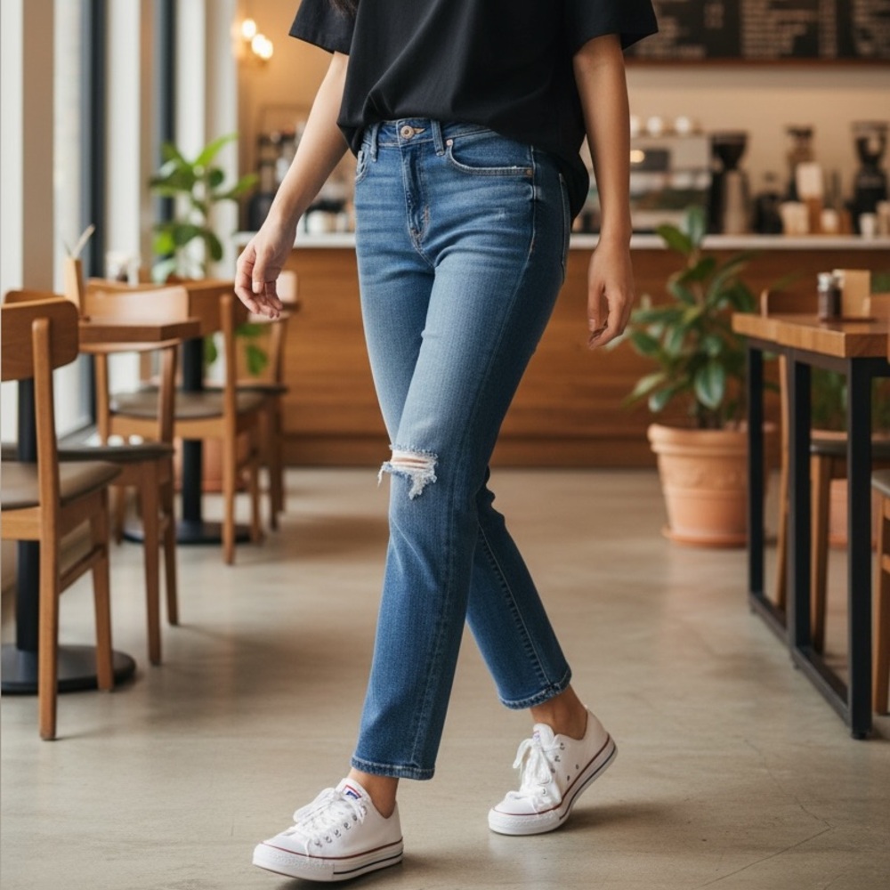 Kendall & Kylie The Icon High Rise Straight Leg Jeans